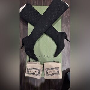 Gucci Women's Elegant Black Heeled Boots